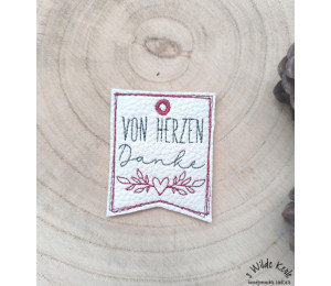 ADVENTSKALENDER Test-Türchen - Stickdatei ITH - Anhänger Von Herzen Danke